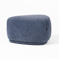 Reno Kini 26 Inch Ottoman, River Rock Shape, Blue Polyester, Wood Frame - BM317622