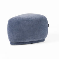 Reno Kini 26 Inch Ottoman, River Rock Shape, Blue Polyester, Wood Frame - BM317622