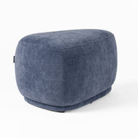 Reno Kini 26 Inch Ottoman, River Rock Shape, Blue Polyester, Wood Frame - BM317622