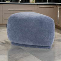 Reno Kini 26 Inch Ottoman, River Rock Shape, Blue Polyester, Wood Frame - BM317622