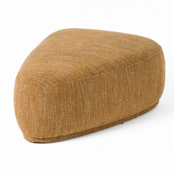 Reno Kini 44 Inch Ottoman, River Rock Shape, Yellow Polyester, Wood Frame - BM317623