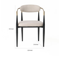 Cid Hita 23 Inch Dining Chair, Light Gray Polyester, Black Iron Legs, Gold - BM317627