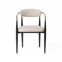 Cid Hita 23 Inch Dining Chair, Light Gray Polyester, Black Iron Legs, Gold - BM317627