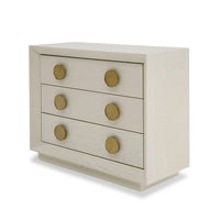 Cid Jorie 39 Inch Nightstand, 3 Drawers, Cream White Wood, Steel Handles - BM317632