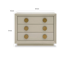 Cid Jorie 39 Inch Nightstand, 3 Drawers, Cream White Wood, Steel Handles - BM317632