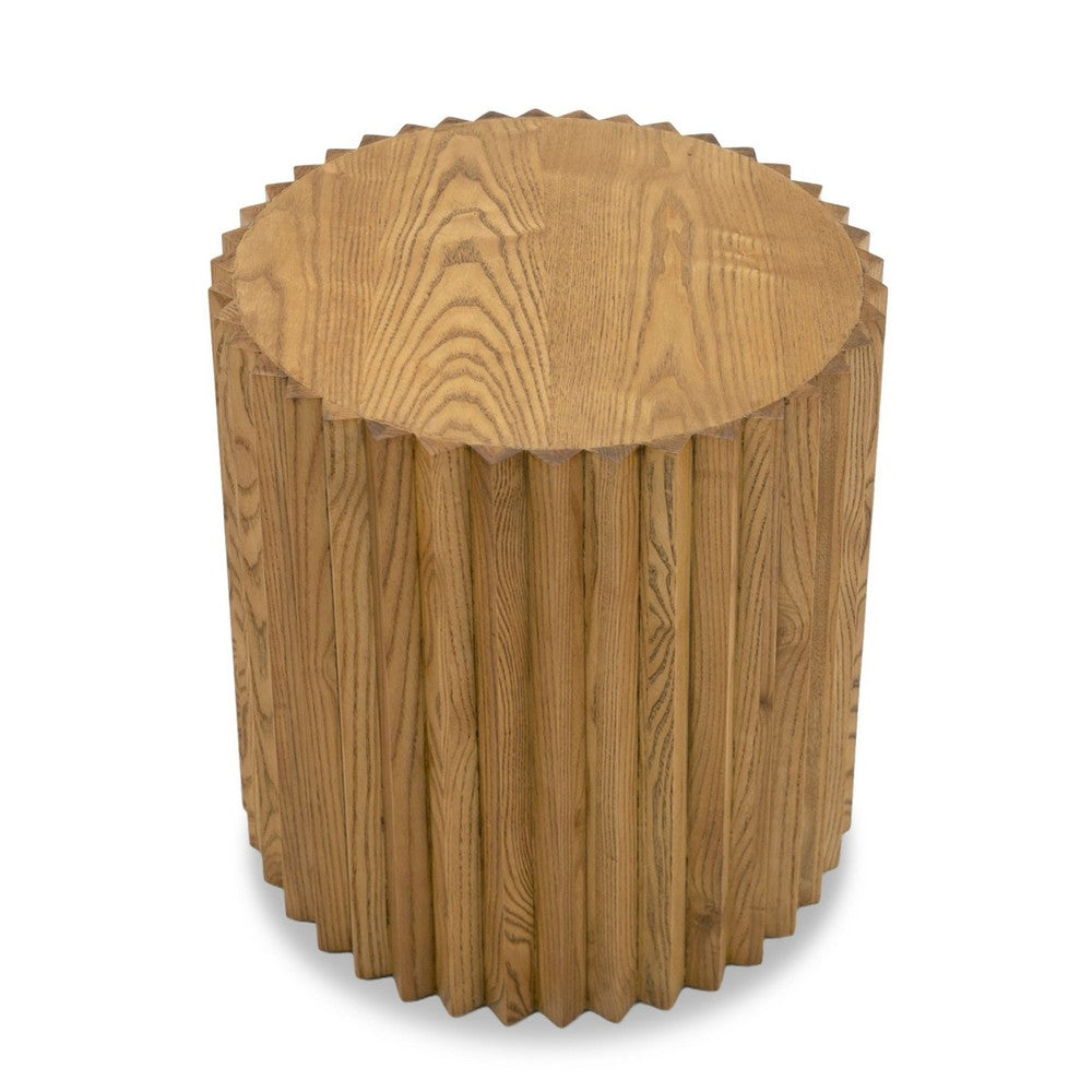 Cid Eliott 20 Inch Side End Table, Round, Walnut Brown Solid Poplar Wood - BM317634