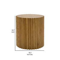 Cid Eliott 20 Inch Side End Table, Round, Walnut Brown Solid Poplar Wood - BM317634