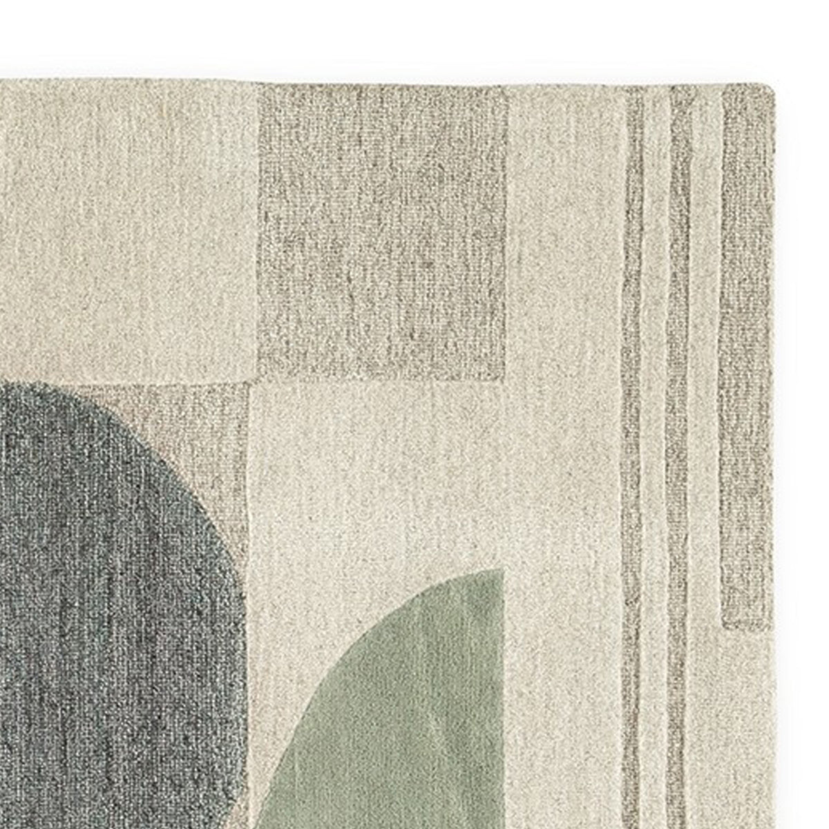 Laen 5 x 7 Medium Area Rug, Hand Tufted Geometric Shapes, Gray Wool  - BM318241