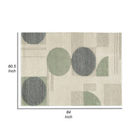 Laen 5 x 7 Medium Area Rug, Hand Tufted Geometric Shapes, Gray Wool  - BM318241