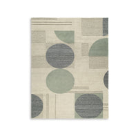 Laen 8 x 10 Large Area Rug, Hand Tufted Geometric Shapes, Gray Wool  - BM318242