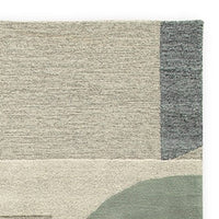 Laen 8 x 10 Large Area Rug, Hand Tufted Geometric Shapes, Gray Wool  - BM318242