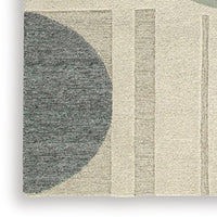 Laen 8 x 10 Large Area Rug, Hand Tufted Geometric Shapes, Gray Wool  - BM318242