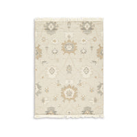 Kia 5 x 7 Medium Area Rug, Handwoven Floral Patterns, Beige Brown Wool  - BM318247