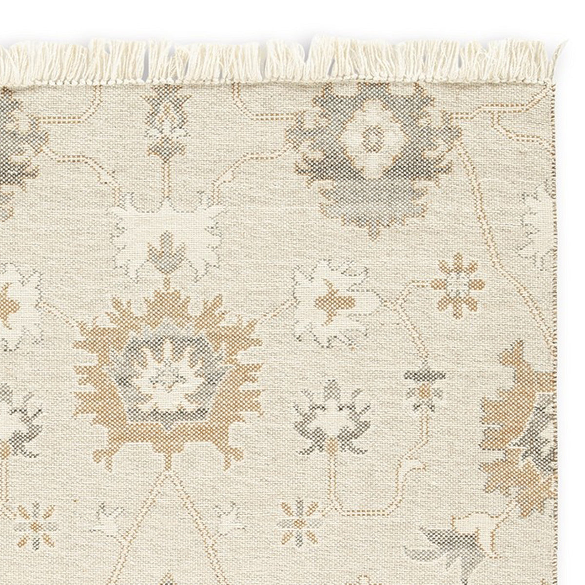 Kia 5 x 7 Medium Area Rug, Handwoven Floral Patterns, Beige Brown Wool  - BM318247