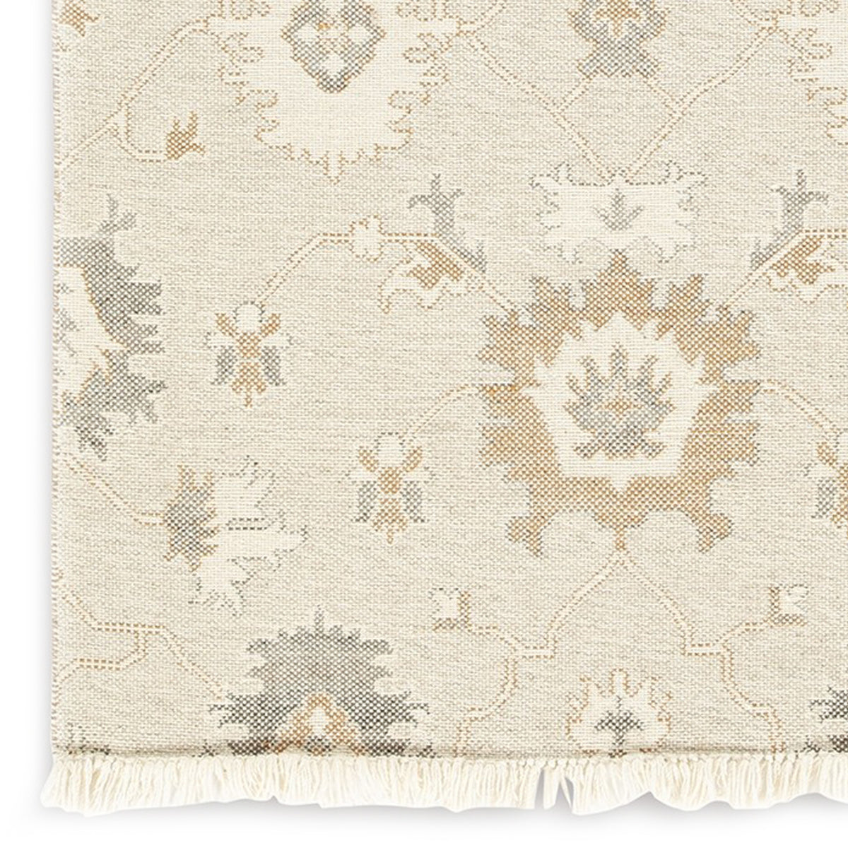 Kia 5 x 7 Medium Area Rug, Handwoven Floral Patterns, Beige Brown Wool  - BM318247