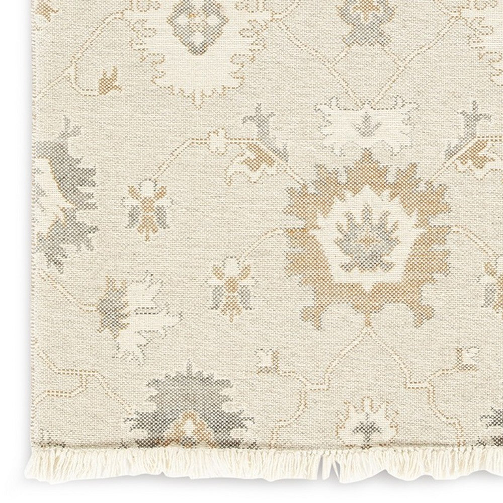Kia 5 x 7 Medium Area Rug, Handwoven Floral Patterns, Beige Brown Wool  - BM318247