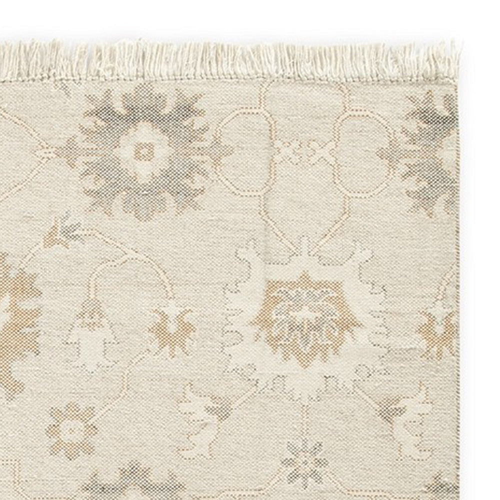 Kia 8 x 10 Large Area Rug, Handwoven Floral Patterns, Beige Brown Wool - BM318248