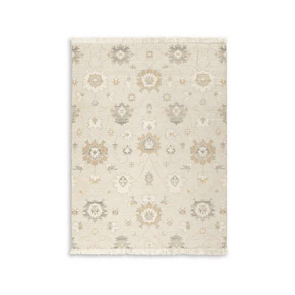 Kia 8 x 10 Large Area Rug, Handwoven Floral Patterns, Beige Brown Wool - BM318248