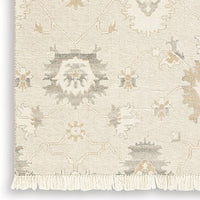 Kia 8 x 10 Large Area Rug, Handwoven Floral Patterns, Beige Brown Wool - BM318248