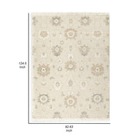 Kia 8 x 10 Large Area Rug, Handwoven Floral Patterns, Beige Brown Wool - BM318248