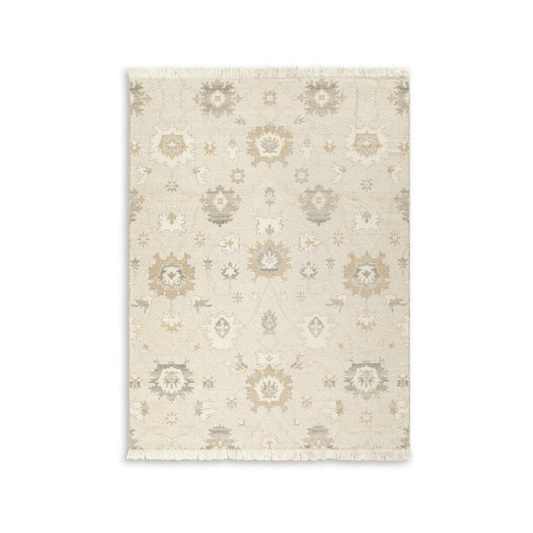 Kia 8 x 10 Large Area Rug, Handwoven Floral Patterns, Beige Brown Wool - BM318248