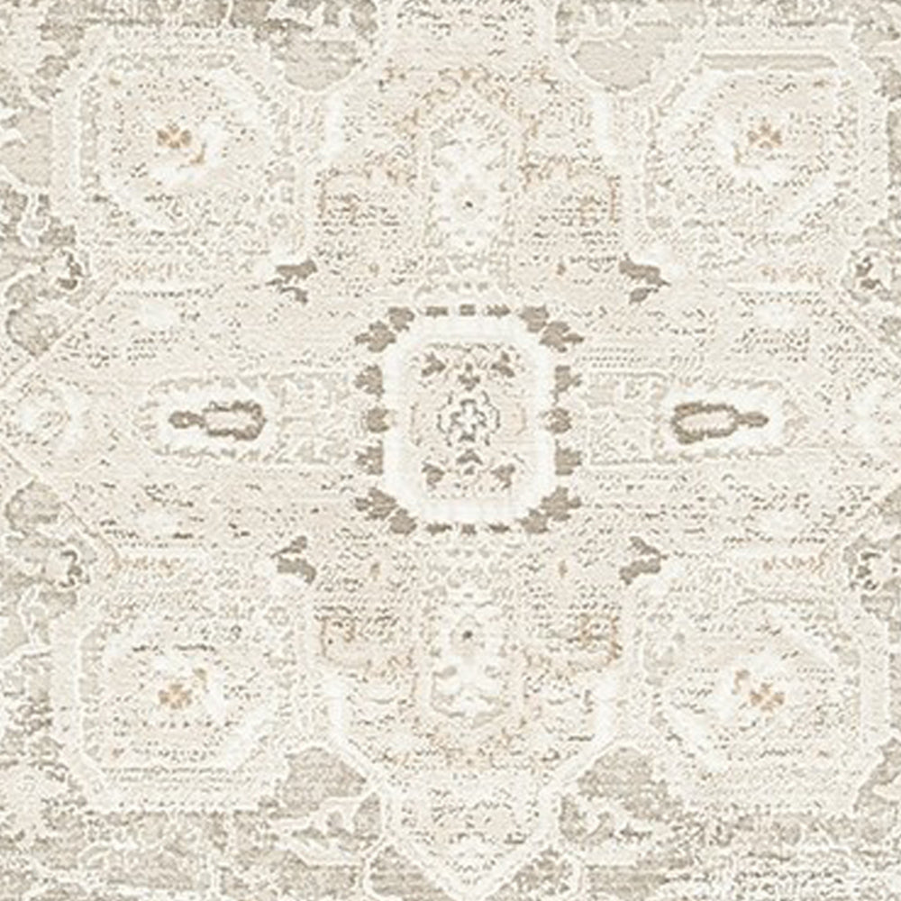 Wei 5 x 7 Medium Area Rug, Persian Inspired Medallion Motif, Beige Gray - BM318250