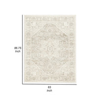 Wei 5 x 7 Medium Area Rug, Persian Inspired Medallion Motif, Beige Gray - BM318250