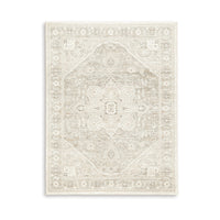 Wei 5 x 7 Medium Area Rug, Persian Inspired Medallion Motif, Beige Gray - BM318250