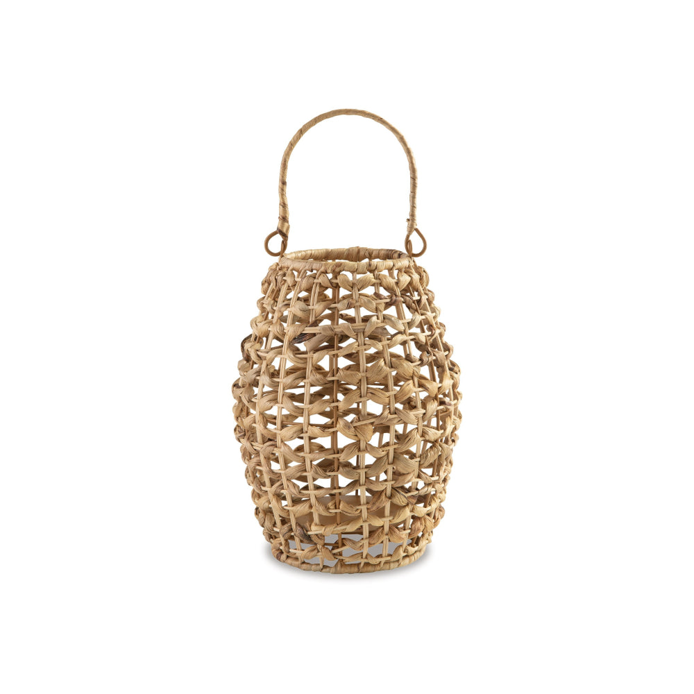 Enna 17 Inch Lantern, Bohemian Style, Candle Stand, Brown Rattan Woven - BM318251