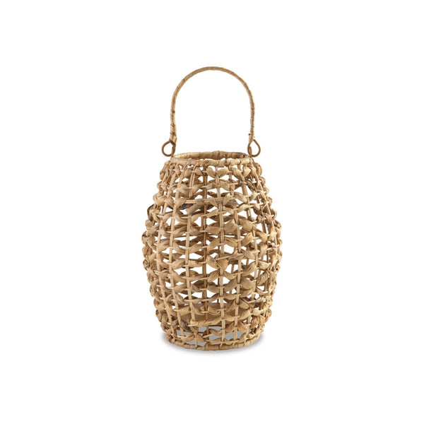 Enna 17 Inch Lantern, Bohemian Style, Candle Stand, Brown Rattan Woven - BM318251