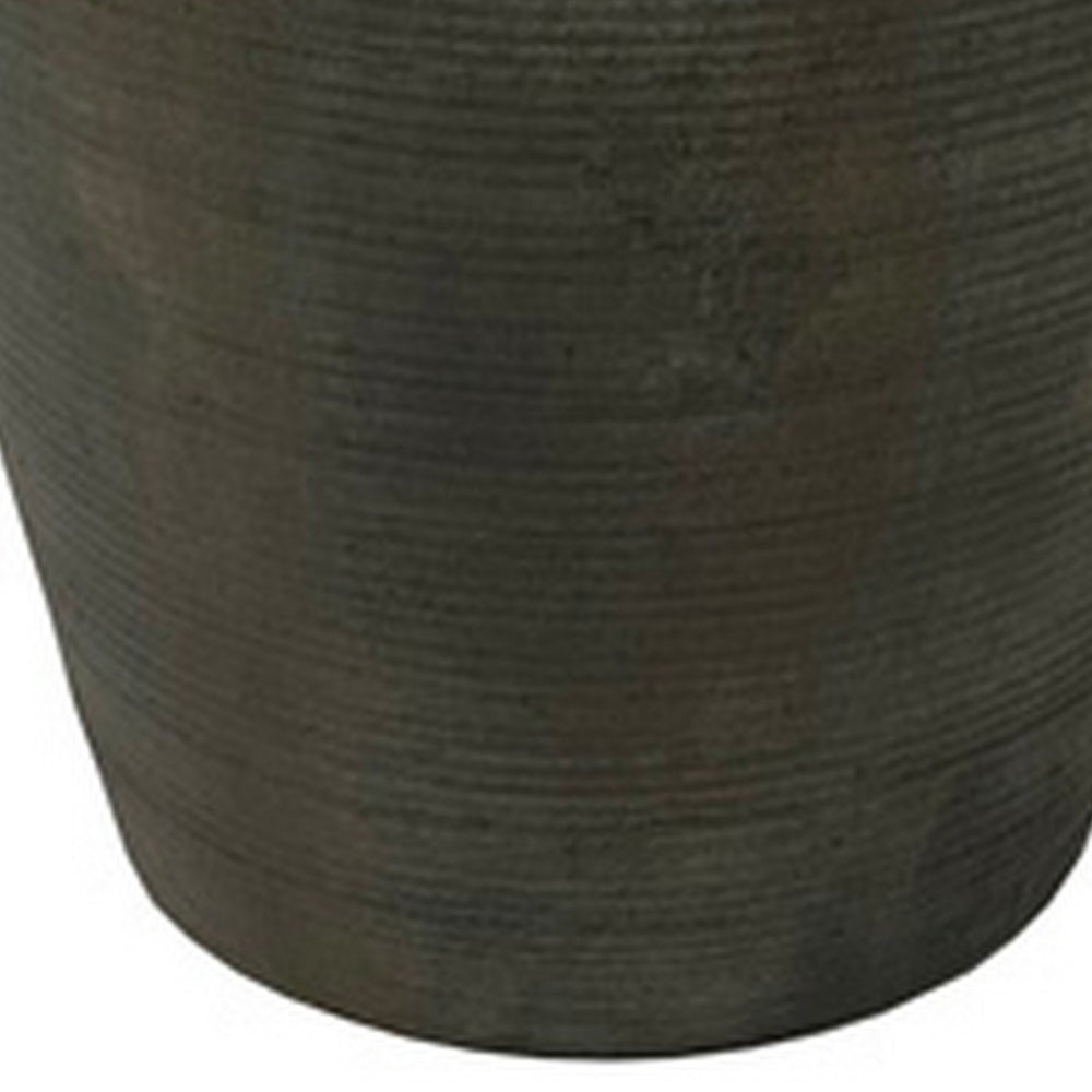 Leyn 15 Inch Antique Flower Vase, Urn Shaped Home Decor Piece, Gray Ceramic - BM318257