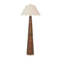 Seya 58 Inch Floor Lamp, Empire Fabric Shade, Tapered Brown Wood Base - BM318259