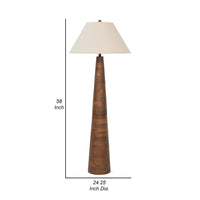 Seya 58 Inch Floor Lamp, Empire Fabric Shade, Tapered Brown Wood Base - BM318259