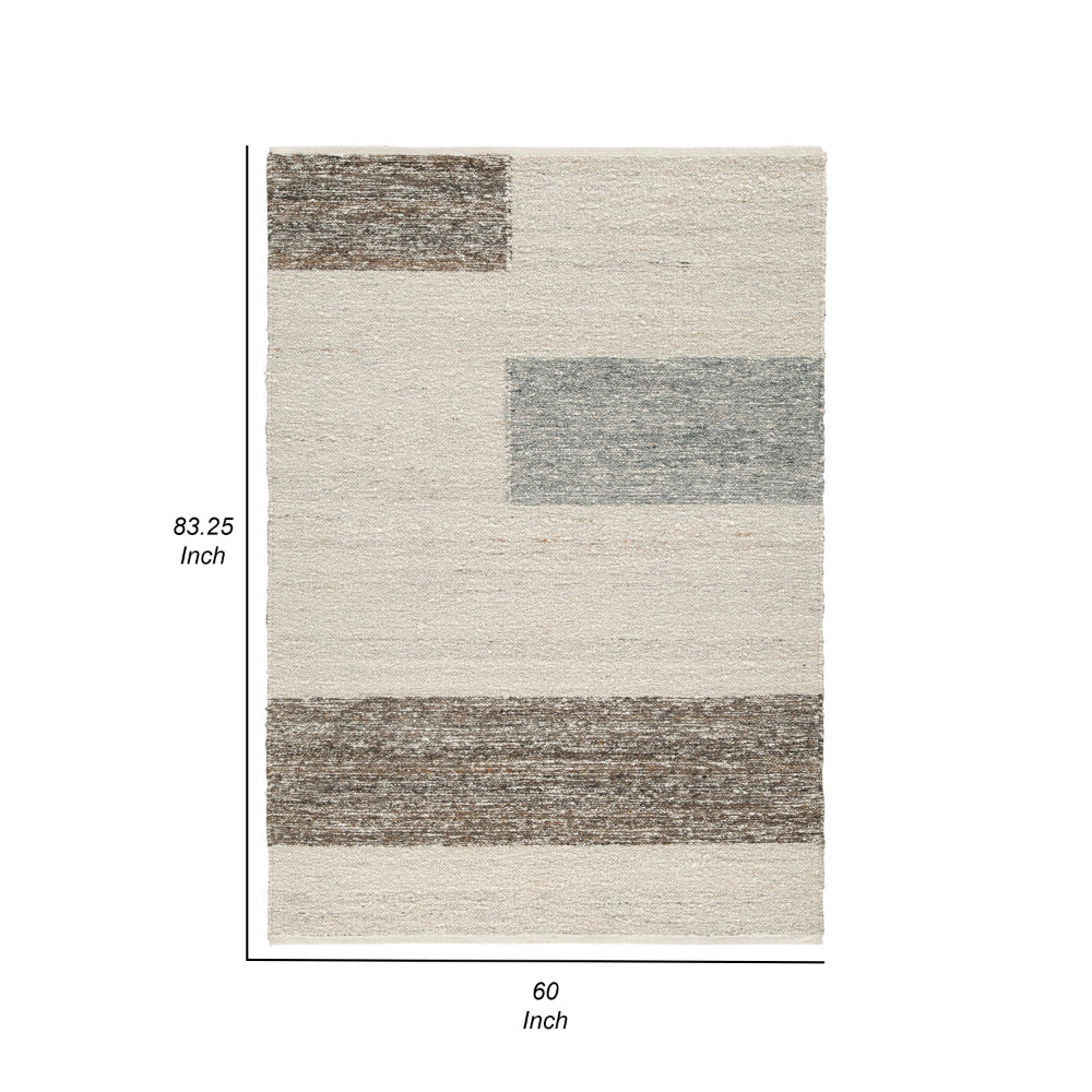 Rusy 5 x 7 Medium Area Rug, Handwoven Classic Stripes, Gray Polyester - BM318263