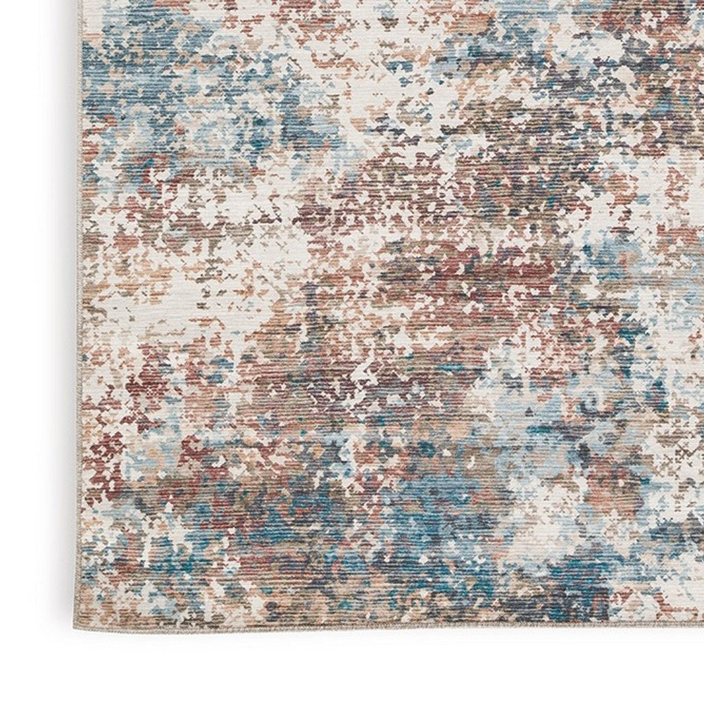 Bea 5 x 7 Medium Area Rug, Machine Woven Abstract Art Style, Brown Blue - BM318268
