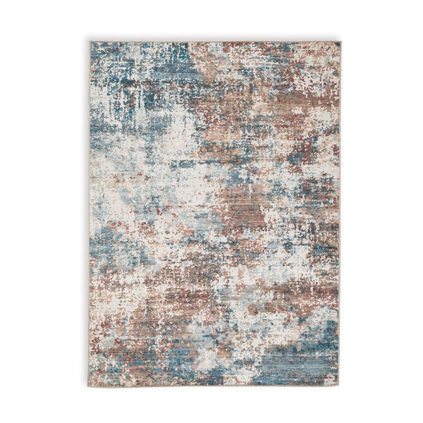 Bea 5 x 7 Medium Area Rug, Machine Woven Abstract Art Style, Brown Blue - BM318268