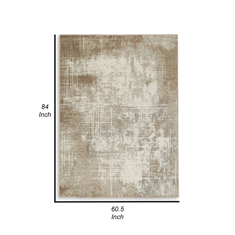 Lae 5 x 7 Medium Area Rug, Machine Woven Abstract Art Design, Brown Gray - BM318269