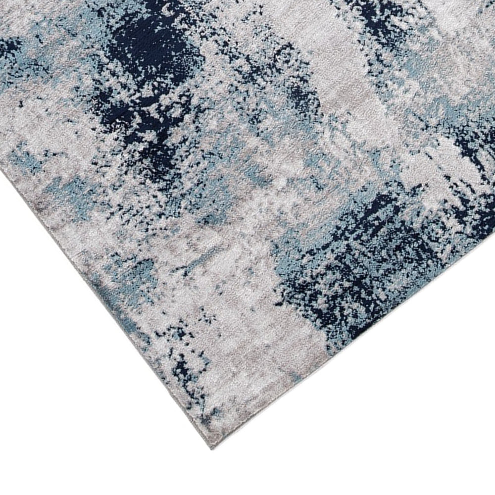 Nel 8 x 10 Large Area Rug, Machine Woven Abstract Design, Blue White - BM318271