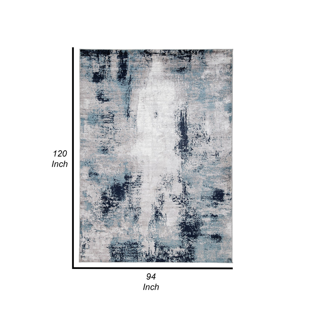 Nel 8 x 10 Large Area Rug, Machine Woven Abstract Design, Blue White - BM318271