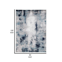 Nel 8 x 10 Large Area Rug, Machine Woven Abstract Design, Blue White - BM318271