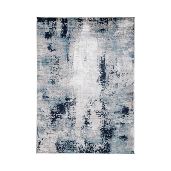 Nel 8 x 10 Large Area Rug, Machine Woven Abstract Design, Blue White - BM318271