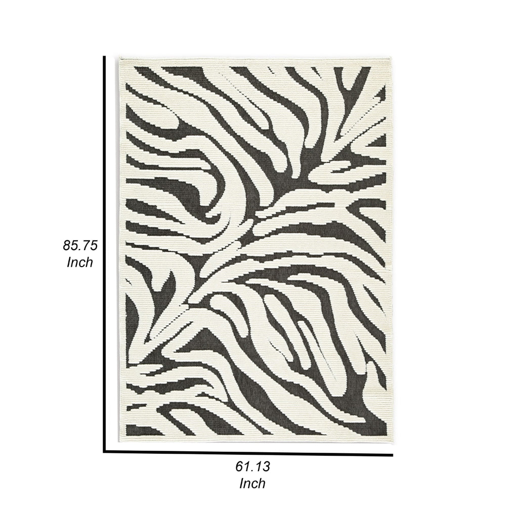 Thom 5 x 7  Medium Area Rug, Bold Zebra Print, Black and White Polyester - BM318272