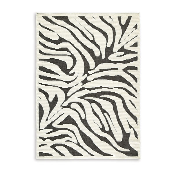 Thom 5 x 7  Medium Area Rug, Bold Zebra Print, Black and White Polyester - BM318272