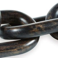 Delby Tabletop Sculpture Home Decor, Wood Link Chain, Distressed Black - BM318273