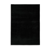 Stebin 5 x 7 Medium Area Rug, Shag Style, Abstract Design Black Polyester - BM318274