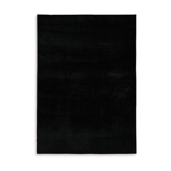 Stebin 5 x 7 Medium Area Rug, Shag Style, Abstract Design Black Polyester - BM318274