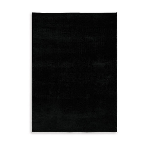 Stebin 5 x 7 Medium Area Rug, Shag Style, Abstract Design Black Polyester - BM318274