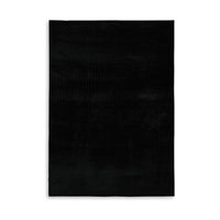 Stebin 8 x 10 Large Area Rug, Shag Style Abstract Design Black Polyester - BM318275