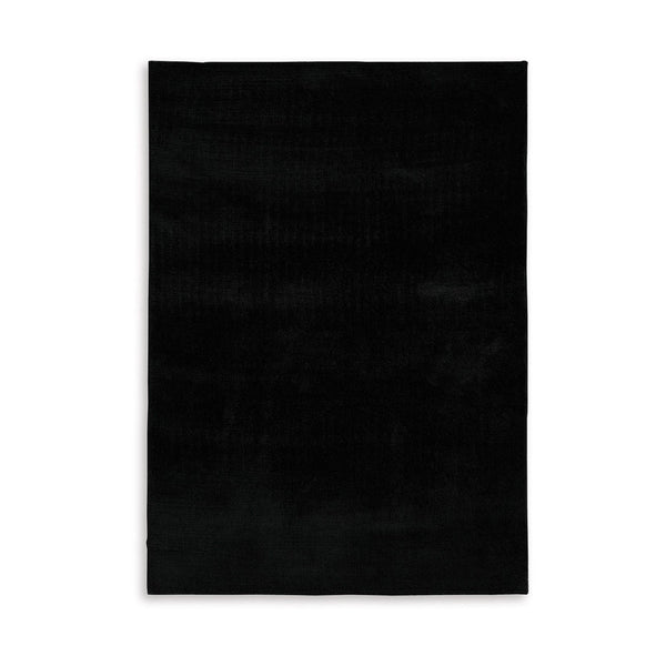 Stebin 8 x 10 Large Area Rug, Shag Style Abstract Design Black Polyester - BM318275