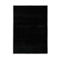 Stebin 8 x 10 Large Area Rug, Shag Style Abstract Design Black Polyester - BM318275